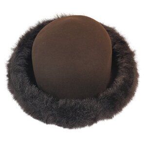 Da-Me Women's Wool Hat w/ Faux Fur Trim. Made in Italy. 23"